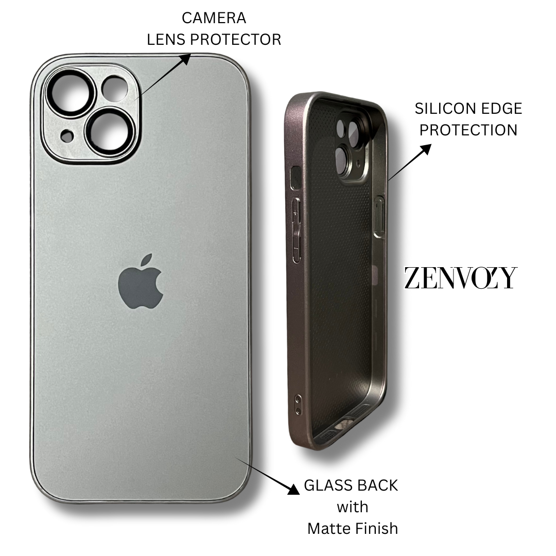 Glass Back Matte Finish + Silicone Edge Case