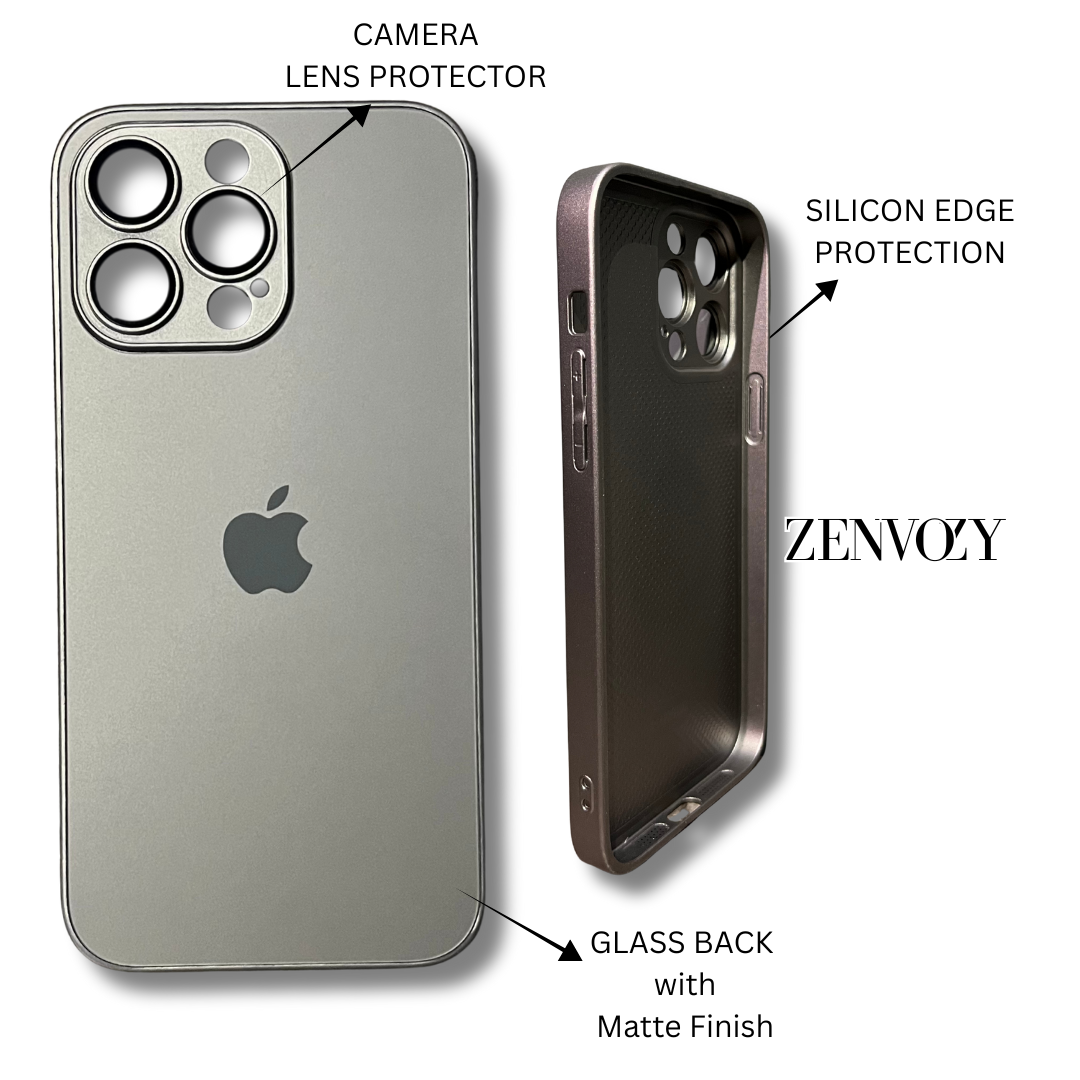 Glass Back Matte Finish + Silicone Edge Case