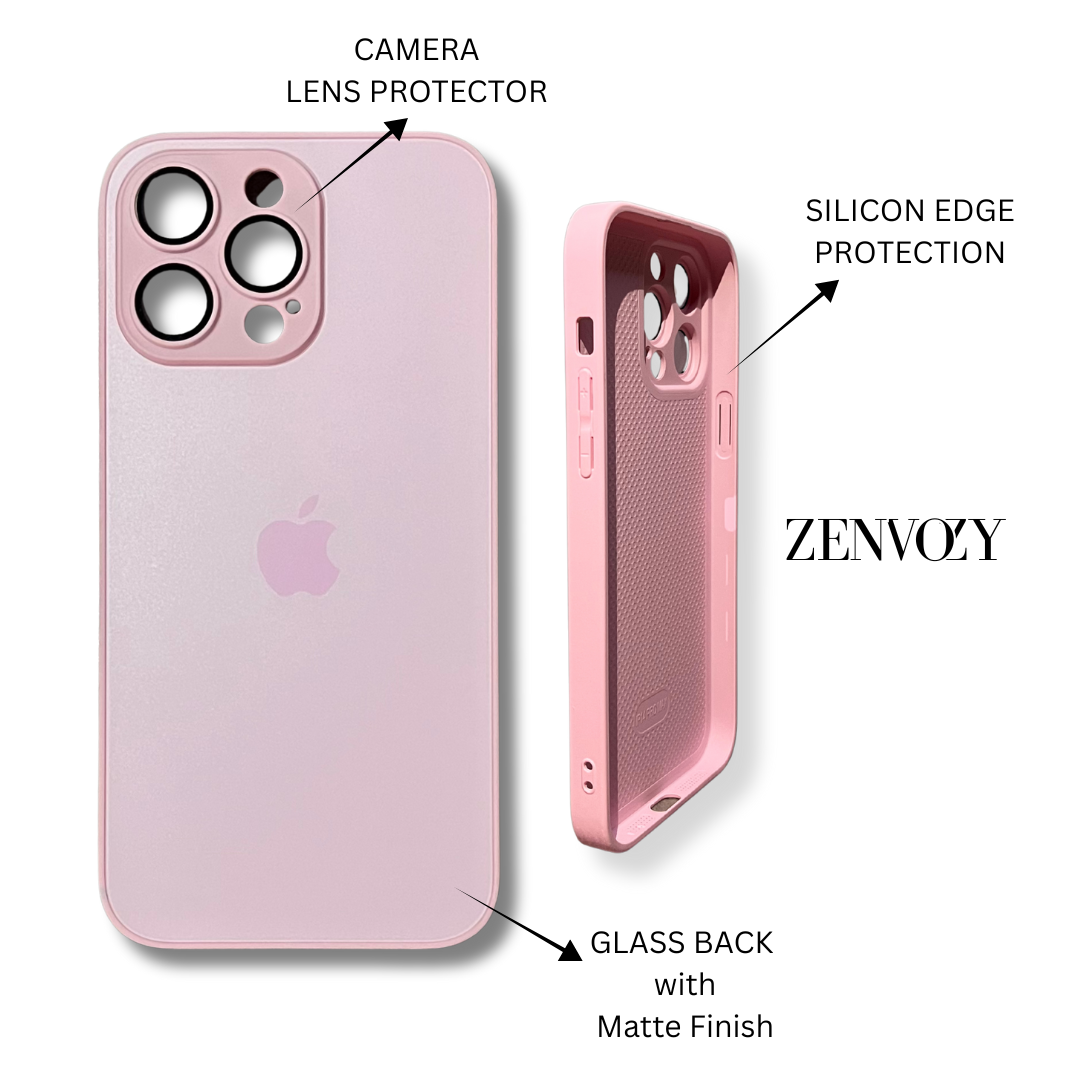 Glass Back Matte Finish + Silicone Edge Case