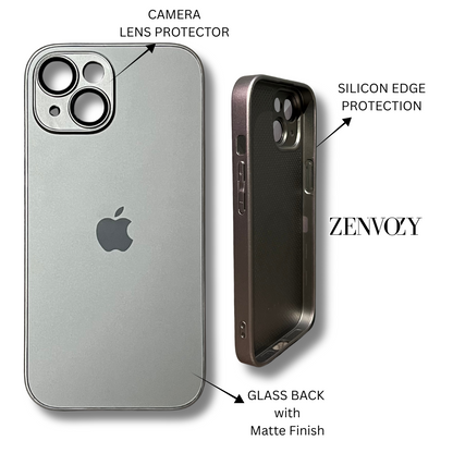 Glass Back Matte Finish + Silicone Edge Case