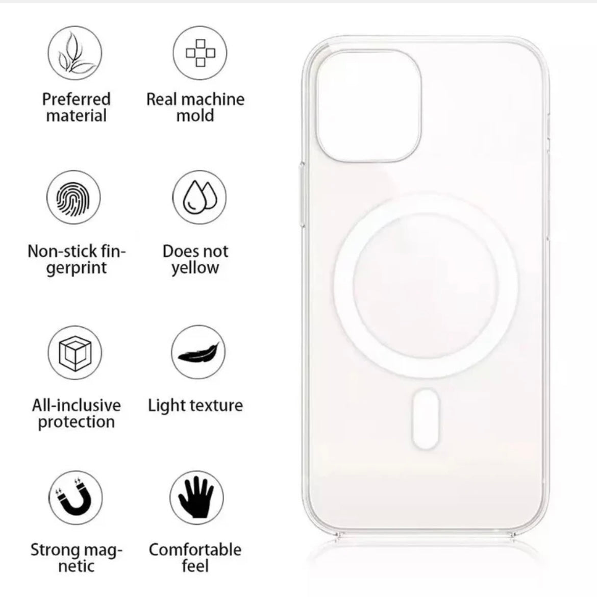 MagSafe Crystal Clear Shockproof Anti-Yellow iPhone Case